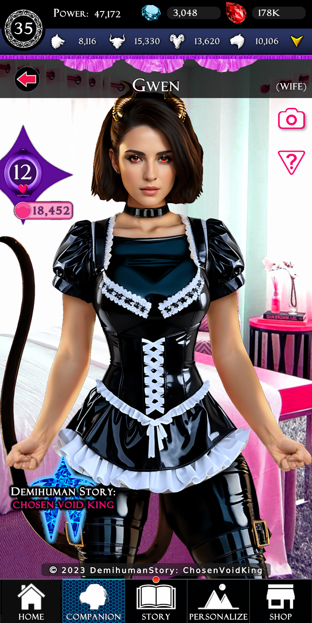 Demihuman Story: Chosen Void King Companion Menu Gwen Screenshot